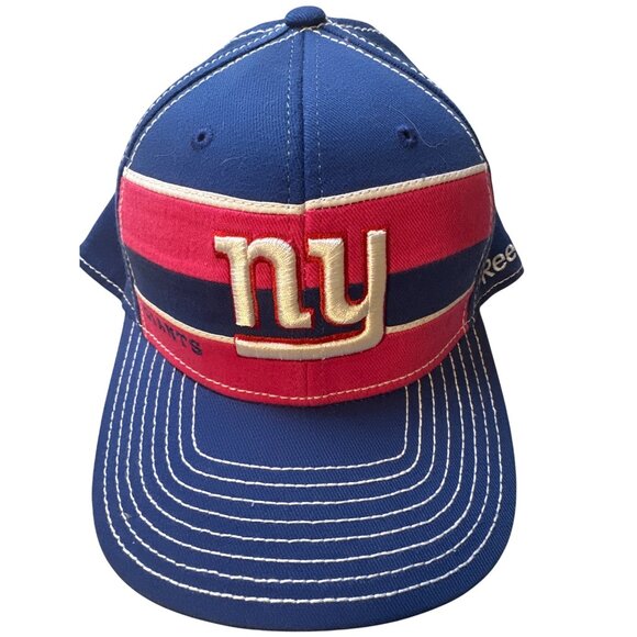 Reebok NFL New York Giants Onfield L/XL Football Cap Pink/Blue Striped Design - Picture 1 of 4